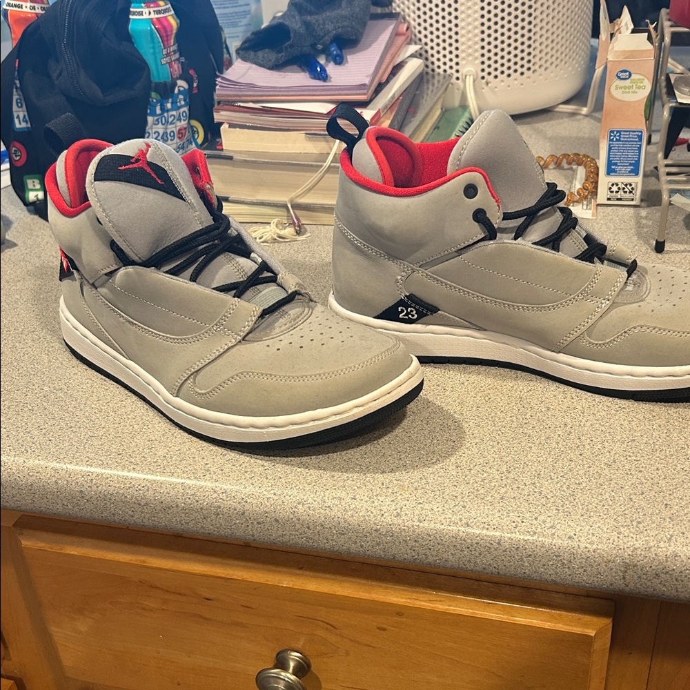 Jordan Gray and Red Men's Sneakers